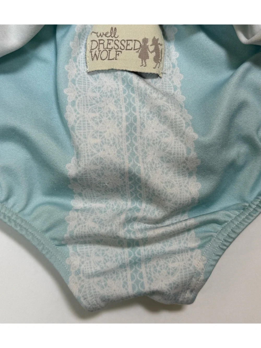 Well Dressed Wolf 2T Bikini Set Robin Egg Blue & Antique White Trim & Ties Girls